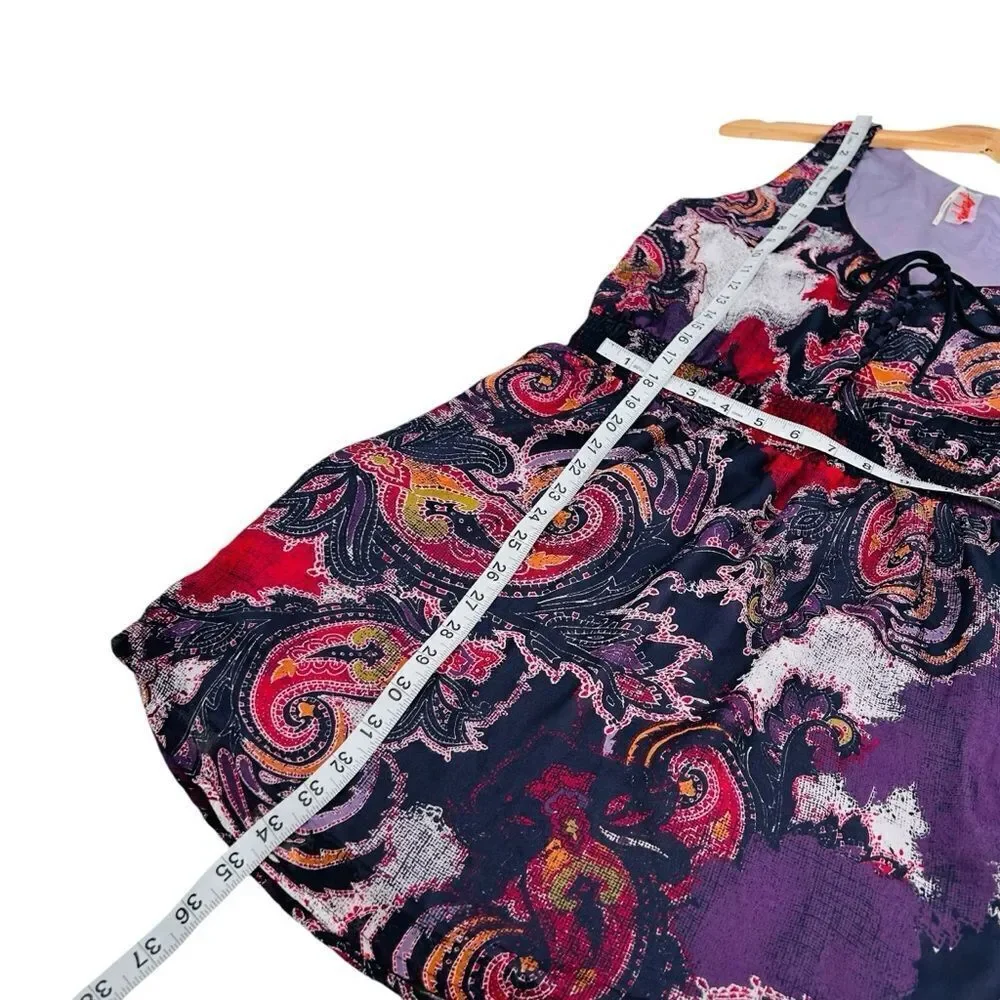 Free People Falling for Georgette Lace Up Dress Size small purple paisley
